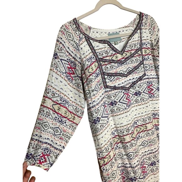 Skies Are Blue Ladies 3/4 Sleeve Aztec, Tribal, BOHO Style V Neck Dress Size 8 - Picture 5 of 8